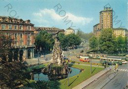 CARTOLINA  B25 TORINO,PIEMONTE-PIAZZA STATUTO-MONUMENTO AL FREJUS-STORIA,MEMORIA,CULTURA,BOLLO STACCATO,VIAGGIATA 1963 - Places & Squares