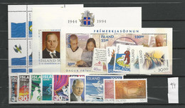 1994 MNH Iceland, Year Complete, Postfris** - Années Complètes