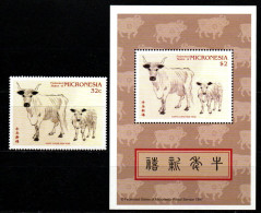 Mikronesien 1997 - Mi.Nr. 529 + Block 19 - Postfrisch MNH - Tiere Animals Neujahr New Year - Chines. Neujahr