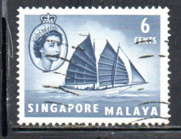 SINGAPORE MALAYA MALAISIE MALESIA 1955 TRENGGANU PINAS 6c USATO USED OBLITERE' - Singapour (...-1959)