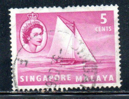 SINGAPORE MALAYA MALAISIE MALESIA 1955 LOMBOK SLOOP 5c USATO USED OBLITERE' - Singapore (...-1959)