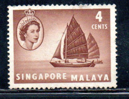 SINGAPORE MALAYA MALAISIE MALESIA 1955 TWA-KOW 4c USATO USED OBLITERE' - Singapore (...-1959)