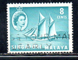 SINGAPORE MALAYA MALAISIE MALESIA 1955 PALARI 8c USATO USED OBLITERE' - Singapour (...-1959)