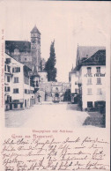 Gruss Aus Rapperswyl, Hauptplatz Mit Schloss, Hôtel Freihof (7.12.1900) - Rapperswil-Jona