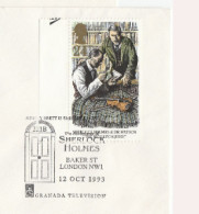 Cover JEREMY BRETT Is SHERLOCK HOLMES Grenada Television 1993  Fdc Baker St GB Stamps Music Violin Magnifying Glass Tv - Acteurs