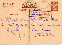 COTE FRANCAISE DES SOMALIS. 1941. RARE ENTIER POSTAL. CORRESPONDANCE FAMILIALE. CENSURE. - Covers & Documents