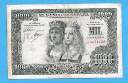 1957  SPAIN 1000 PESETAS  ESPAÑA  BANKNOTE BILLETE CIRCULATED RARE - Andere - Europa