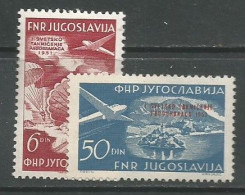 Yugoslavia Jugoslawien Airmail Mi.666/67 Complete Set Mint MH / * 1951 Michel CV: 80,00€ Planes Skydiving - Aéreo