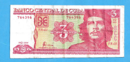2004 CUBA CHE GUEVARA  3 PESOS RARO BILLETE BANKNOTE CIRCULATED - Other - America