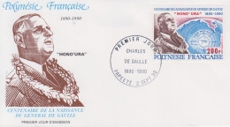 Enveloppe  FDC  1er  Jour   POLYNESIE  Centenaire    Naissance   Général   Charles  DE  GAULLE   1990 - FDC