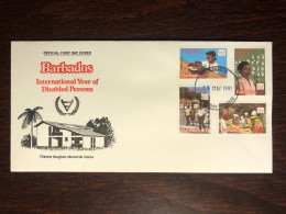 BARBADOS FDC COVER 1981 YEAR DISABLED PEOPLE SIGN LANGUAGE DEAF BLINDNESS HEALTH MEDICINE STAMPS - Barbades (1966-...)