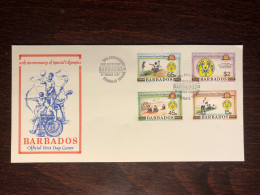BARBADOS FDC COVER 1987 YEAR DISABLED PEOPLE IN SPORTS PARALYMPICS HEALTH MEDICINE STAMPS - Barbades (1966-...)
