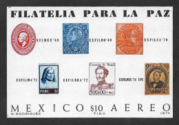 SD)1974 MEXICO 5TH INTER-AMERICAN PHILATELIC EXHIBITION MEXICO, LFILATELY FOR PEACE 10P SCT C434, IMPERFORATED SOUVENIR - Mexico