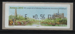 ATM, LISA1, AMIENS, E 0.56€, 17/05/2013 , 86ème Congres De La FFAP,  Cathédrale, Hortillonnage, Canal, Tour Perret. - 2010-... Abgebildete Automatenmarke