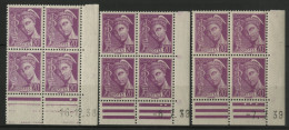 N° 410 Neufs Sans Charnière ** (MNH) 3 Blocs + Coin Daté Du 16/12/38, 6/7/39 Et 7/7/39. TB - 1930-1939