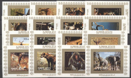 Ajman 1973, Animals, Elephant, Leopard, Monkey, 16BF IMPERFORATED - Affen