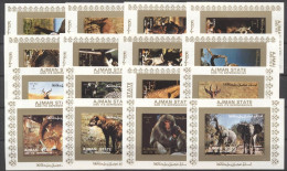 Ajman 1973, Animals, Elephant, Leopard, Monkey, 16BF IMPERFORATED - Monkeys