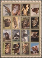 Ajman 1973, Animals, Tiger, Panda, Camel, Monkey, 16val In BF IMPERFORATED Vertical - Gorilla's