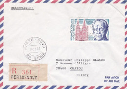 BENIN--1976--Lettre Recommandée De PORTO-NOVO Pour CHATOU-78 (France),tp Konrad ADENAUER  Seul Sur Lettre - Bénin – Dahomey (1960-...)