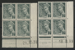 N° 405 Neufs Sans Charnière ** (MNH) 2 Blocs Avec Coin Daté Du 21/12/38 Et 18/8/39 TB - 1930-1939
