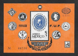 SD)1968 MEXICO  INTERNATIONAL PHILATELIC EXHIBITION EFIMEX 68', 5P SCT C345, IMPERFORATED SOUVENIR SHEET, MNH - Mexico