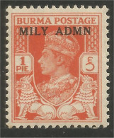 232 Burma 1945 Mily Admn 1p George VI MNH ** Neuf SC (BRM-29a) - Myanmar (Birmanie 1948-...)