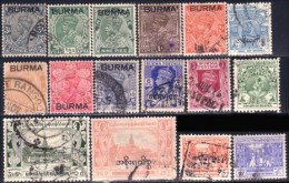 232 Burma Collection 16 Old Stamps (BRM-19) - Burma (...-1947)