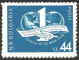 230 Bulgarie 1958 Trade Union Congress Syndicats Prag MVLH * Neuf CH Très Légère (BUL-256) - Unused Stamps