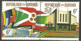 233 Burundi UPU 6F Drapeau Flag Headquarters Siège Berne Se-tenant (BUR-274) - U.P.U.