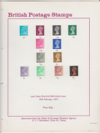 GB 1971 Definitives Specimens On Official Philatelic Bureau Japanese Card - Briefe U. Dokumente