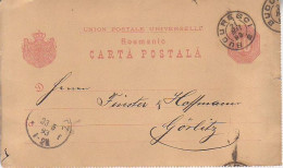 ROMANIA. 1893/Bucuresti, Ten-bani PS Card/abroad Mail. - Brieven En Documenten