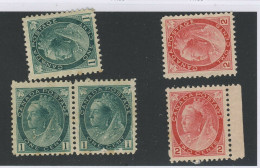 5x Canada Victoria Numeral 1c & 2c 3x #75-1c 2x #77-2c F/VF MNG Guide Value=$147 - Ungebraucht