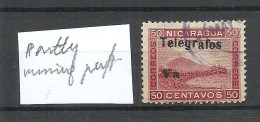 NICARAGUA 1907 Telegrafos ERROR Variety = Partly Missing Overprint, O - Nicaragua