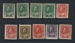 10x Canada Stamps #104-106as-107-107e-107bs-108-109-109d-112-184 GV = $116.00 - Neufs