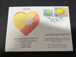 6-3-2024 (2 Y 12) COVID-19 4th Anniversary - Bhutan - 6 March 2024 (with Bhutan SSARC Summit Flag Stamp) - Malattie