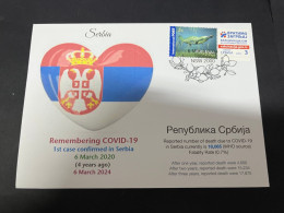 6-3-2024 (2 Y 12) COVID-19 4th Anniversary - Serbia - 6 March 2024 (with Serbia COVID-19 Stamp) - Malattie