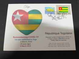 6-3-2024 (2 Y 12) COVID-19 4th Anniversary - Togo - 6 March 2024 (with Togo UN Flag Stamp) - Malattie