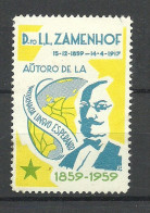 1959 Dr. Zamenhof ESPERANTO Vignette Poster Stamp MNH - Esperanto