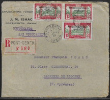 Gabon. Fragment Of Commercial Registered Letter With The Stamps Sc.102, Sent On 2.01.32 From Port-Gentil Gabon To France - Lettres & Documents