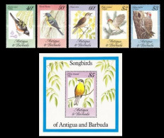 ANTIGUA AND BARBUDA 1984 SONGBIRDS COMPLETE SET WITH MINIATURE SHEET MS MNH - Passereaux