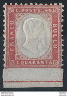 1862 Italia VE II 40c. Rosso Carminio NP In Basso MNH Sassone N. 3l - Other & Unclassified