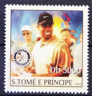 Sao Tome 2003 MNH, Sports, Golf, Tiger Woods, Rotary International - Golf