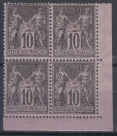 France 1877 Sage Type II Yvert#89 Mint Hinged (avec Charniere) Pc. Of 4, 3 Stamps Never Hinged (sans Ch.) - 1876-1898 Sage (Type II)