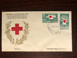MEXICO FDC COVER 1963 YEAR RED CROSS HEALTH MEDICINE STAMPS - Mexico