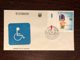 MEXICO FDC COVER 1981 YEAR DISABLED PEOPLE HEALTH MEDICINE STAMPS - Mexique