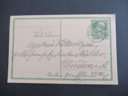 1914 Österreich / Tschechien GAnzsache 5 Heller Stempel K1 Praskowitz Heute Prackovice Nad Labem Nach Dresden Gesendet - Cartoline