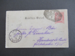 1914 Österreich / Tschechien Kartenbrief 5 Kreuzer Strichstempel Karlsbad Stadt 7 Nach Hamburg Gesendet Mit Ank. Stempel - Kartenbriefe