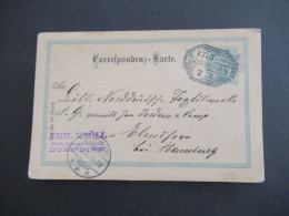 1900 Österreich GA 5 Heller Strichstempel Dornbirn - Elmshorn Mit Ank. Stp. Abs. Emil Bröll Mech. Spannstab Fabrik - Tarjetas