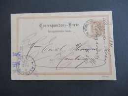 1893 Österreich / Tschechien GA 2 Kreuzer Stempel Horazdovice Horaschdowitz Horazdiowitz Und Ank. K1 Hamburg - Postkarten