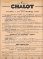 Instructions De Conduite: Chaudières à Gaz Pour Chauffage Central - Etablissements Chalet, Paris - Macchine